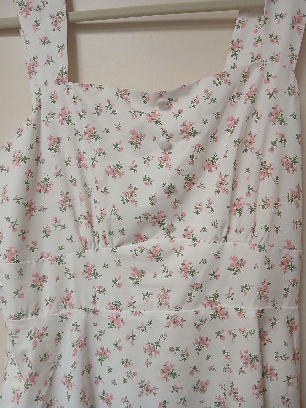 Belle Poque White Floral Sundress with Pink Roses
